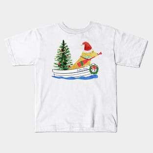 Nautical Christmas Retriever Salty Dog Kids T-Shirt